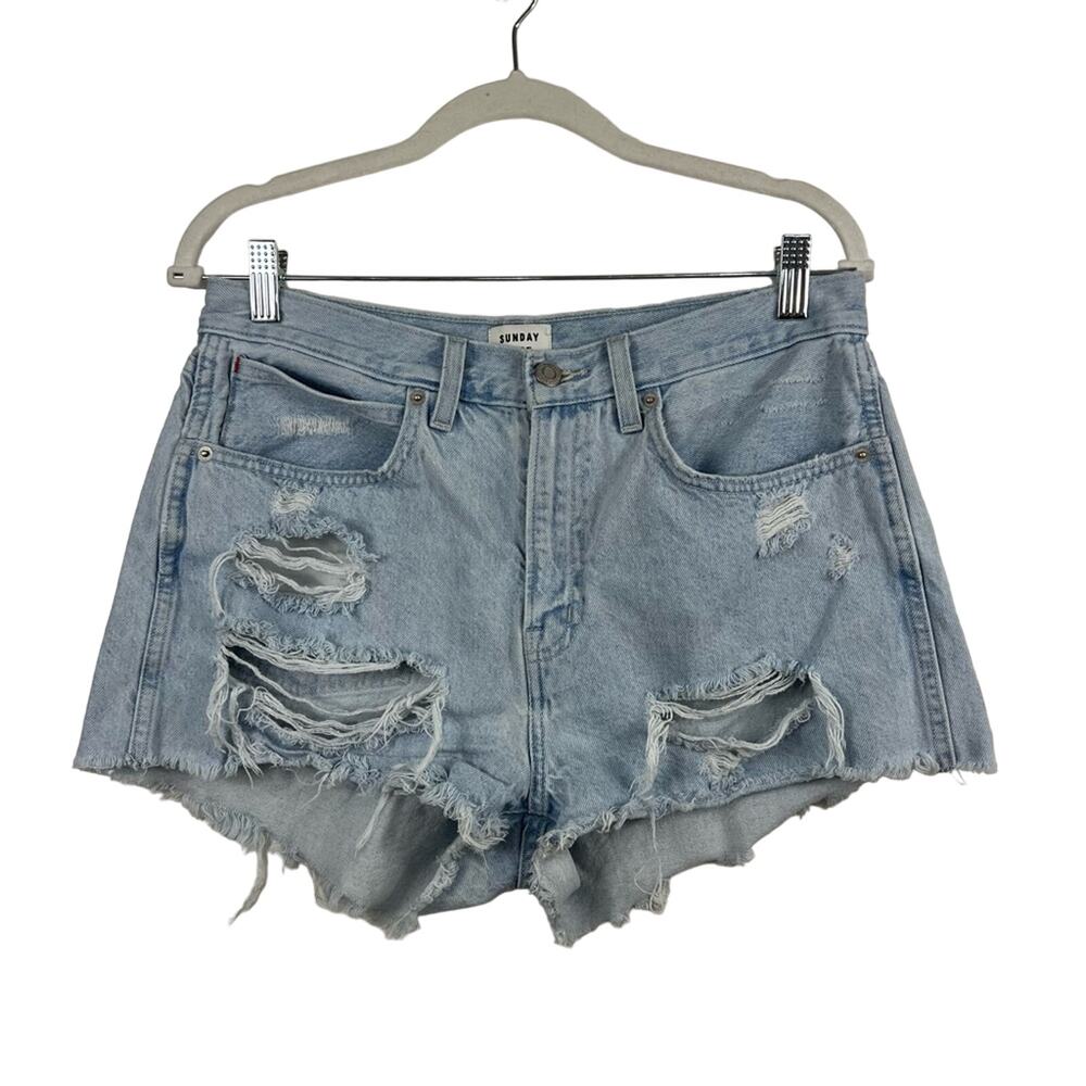 Aritzia Sunday Best Womens 12 Jean Shorts Distressed High Rise Denim Boho Casual